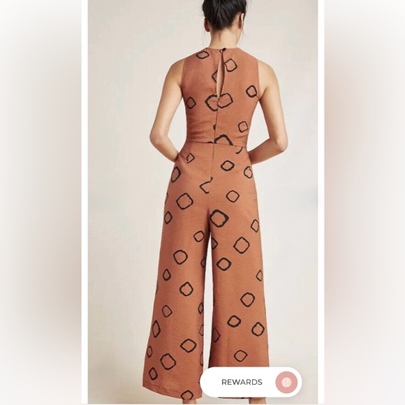Anthropologie Eva Franco Faith Wide Leg Jumpsuit in Brown Dot Size 6 - Picture 5 of 12
